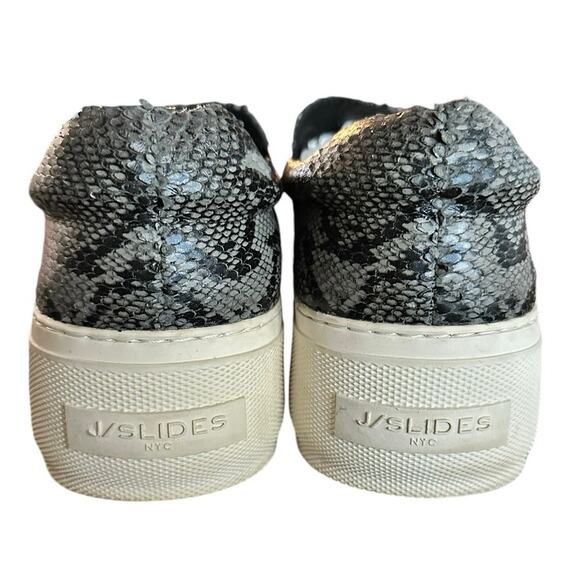 J Slides SlipOn Platform Sneaker Snake-Embossed Cleo Leather Black Size 9.5 - Picture 5 of 15